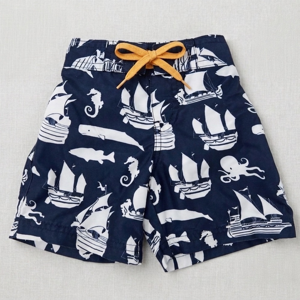 Janie and Jack Nautical Whale Sailboat Swim Trunks Boys 6 to 12M